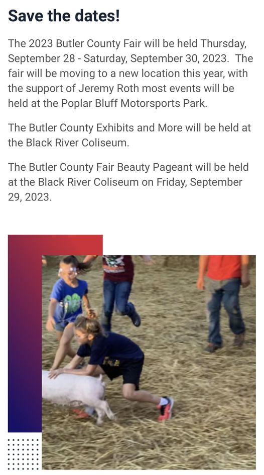 Announcement! We are happy to host The Butler County Fair this year